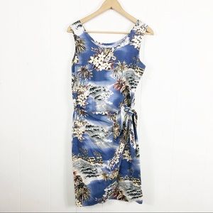 Vtg Hilo Hattie Dress Floral Hawaiian Faux Wrap